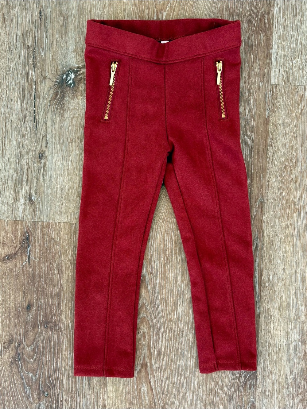 Janie and Jack Vegan Suede Zipper Pocket Leggings in Maroon Sz:3T/ Fall, Chic